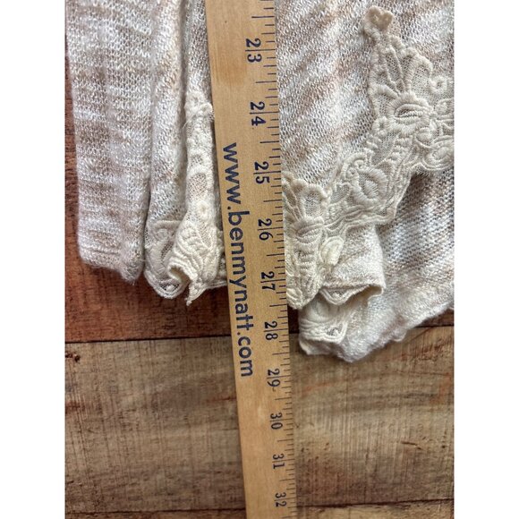 Jolt Beige Lace Hem Lightweight Sweater Top M - Picture 3 of 6
